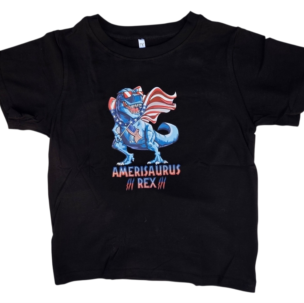 Black Kids "Amerisaurus Rex" Graphic Tee With 2 Dinosaur Toys - Picture 2 of 3
